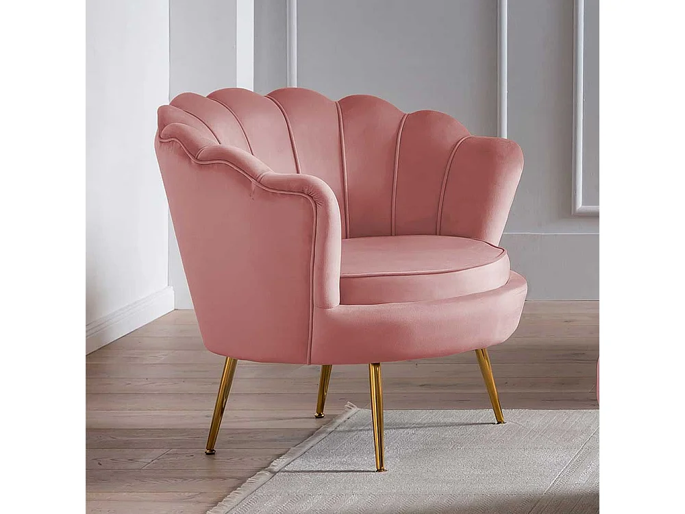 Rosa Sessel in Muschelform Samtbezug