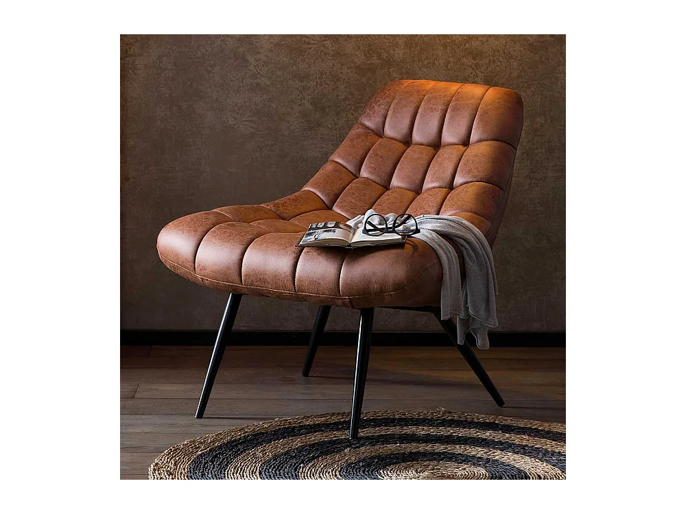 Vintage Optik Sessel mit Kunstleder Bezug Vierfußgestell aus Metall