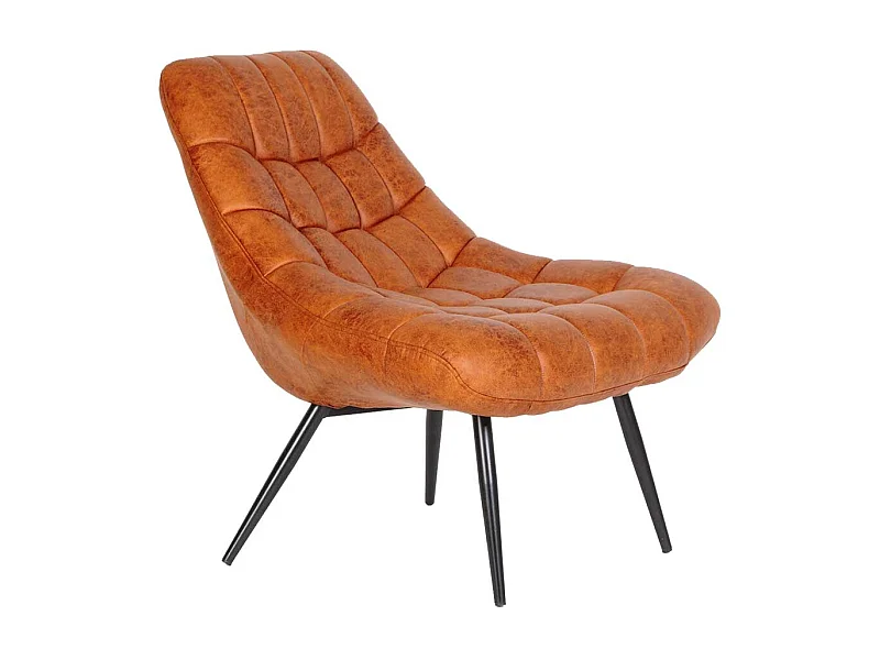 Vintage Optik Sessel mit Kunstleder Bezug Vierfußgestell aus Metall