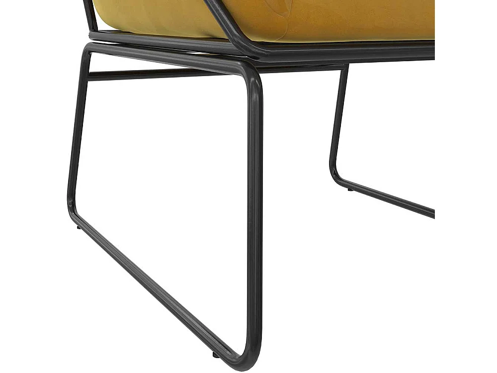 Gelber Loft Sessel aus Samt und Metall Bügelgestell