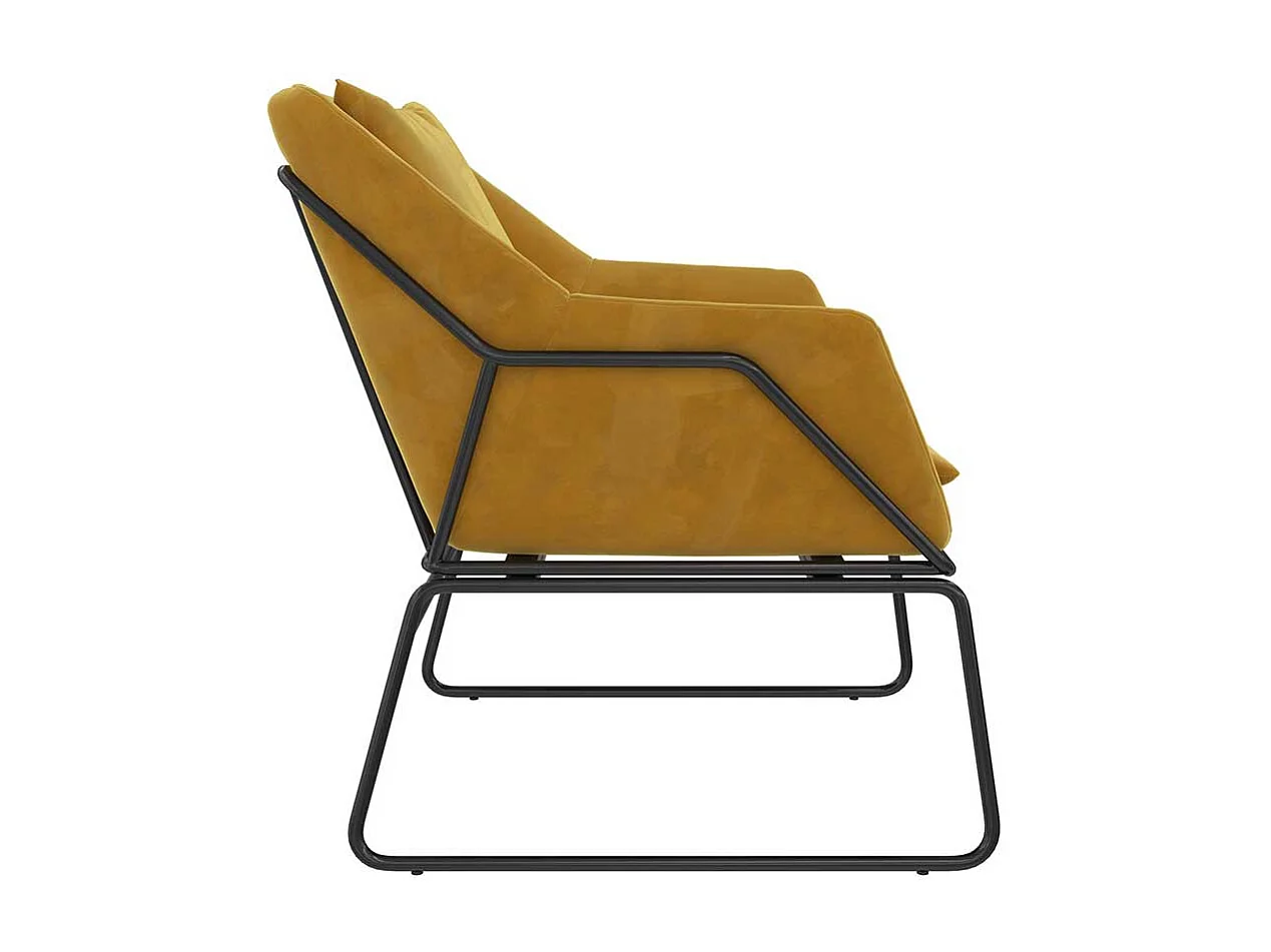 Gelber Loft Sessel aus Samt und Metall Bügelgestell