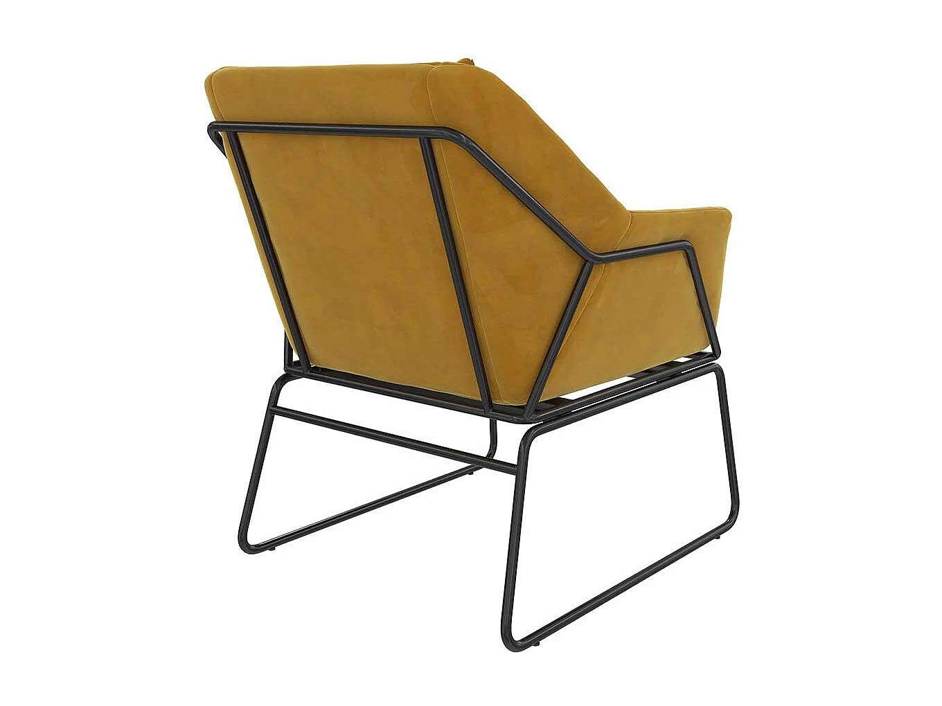 Gelber Loft Sessel aus Samt und Metall Bügelgestell