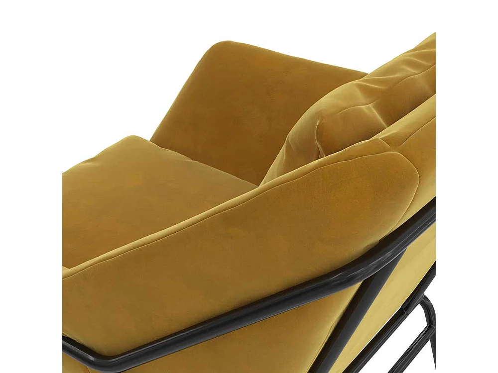Gelber Loft Sessel aus Samt und Metall Bügelgestell