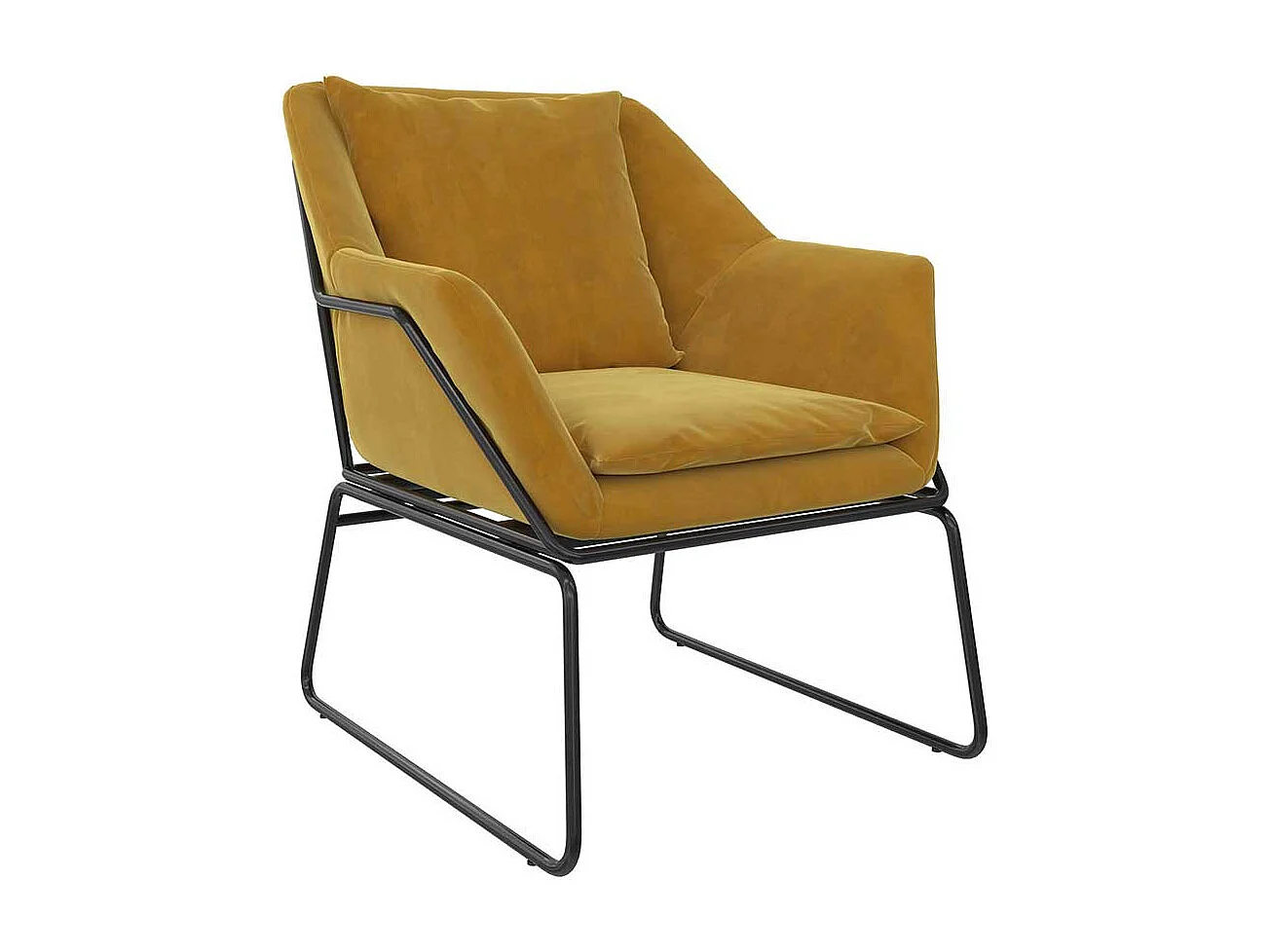 Gelber Loft Sessel aus Samt und Metall Bügelgestell