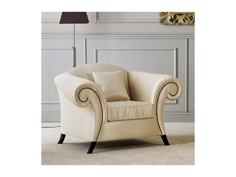 Stilmöbel Einzelsessel in Beige und Dunkelbraun 136 cm breit