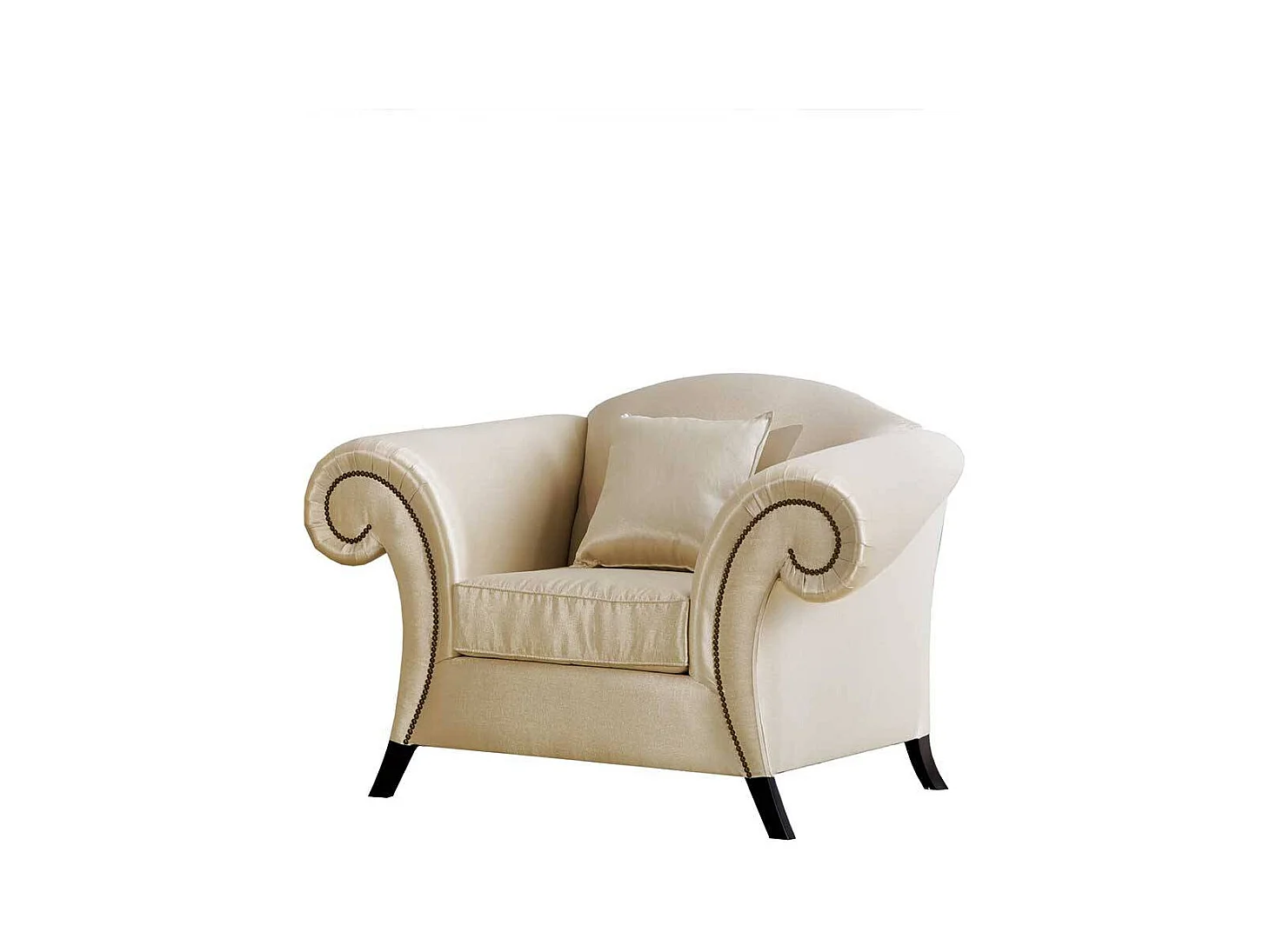Stilmöbel Einzelsessel in Beige und Dunkelbraun 136 cm breit