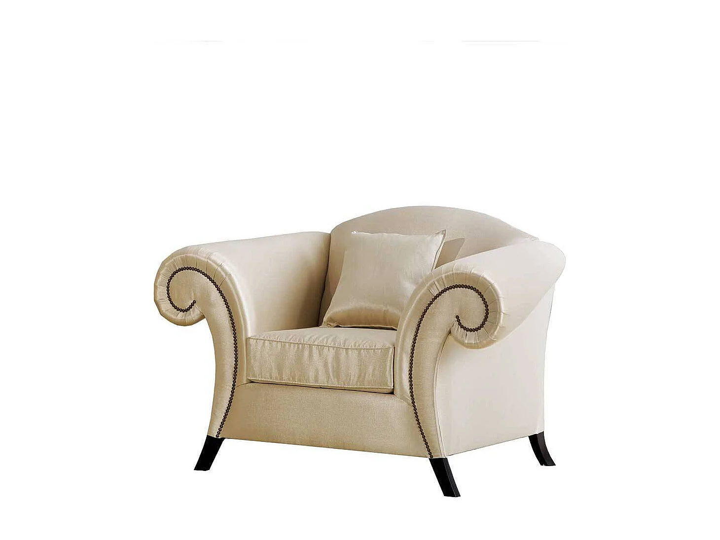 Stilmöbel Einzelsessel in Beige und Dunkelbraun 136 cm breit