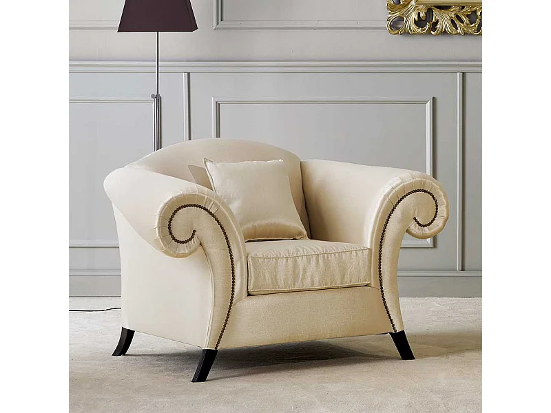 Stilmöbel Einzelsessel in Beige und Dunkelbraun 136 cm breit