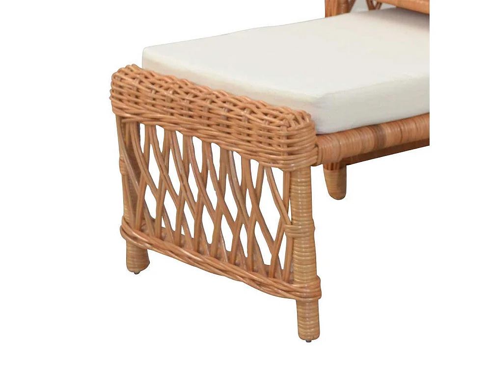 Rattansessel in Honigfarben herausziehbarem Fußteil