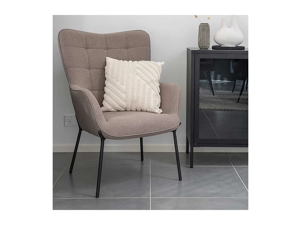 Einzelsessel Skandi Sessel in Graubraun mit Vierfußgestell aus Metall