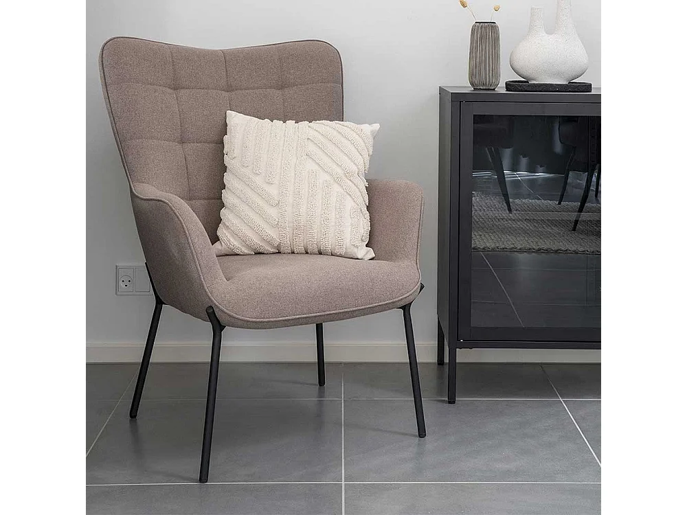 Einzelsessel Skandi Sessel in Graubraun mit Vierfußgestell aus Metall