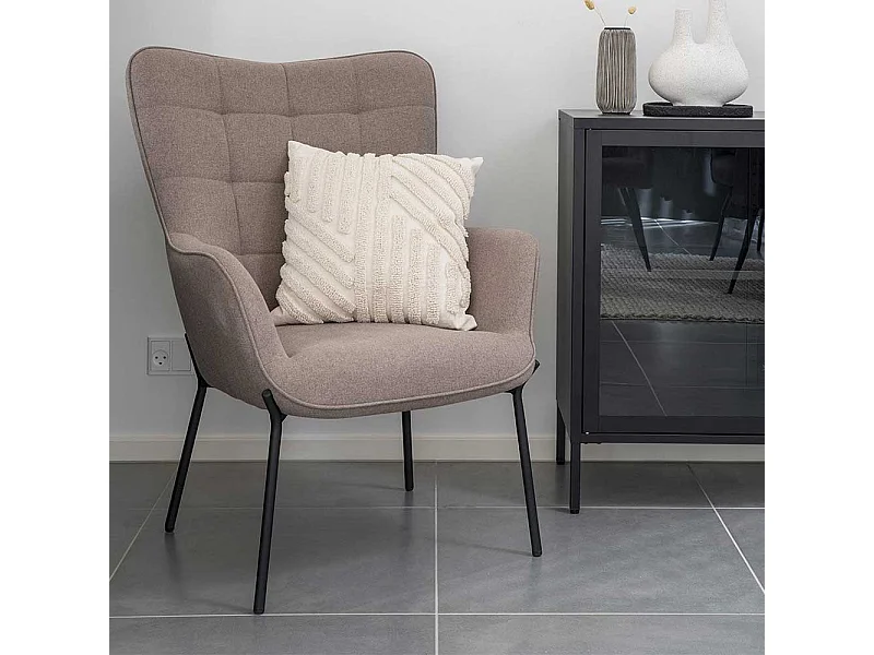 Einzelsessel Skandi Sessel in Graubraun mit Vierfußgestell aus Metall