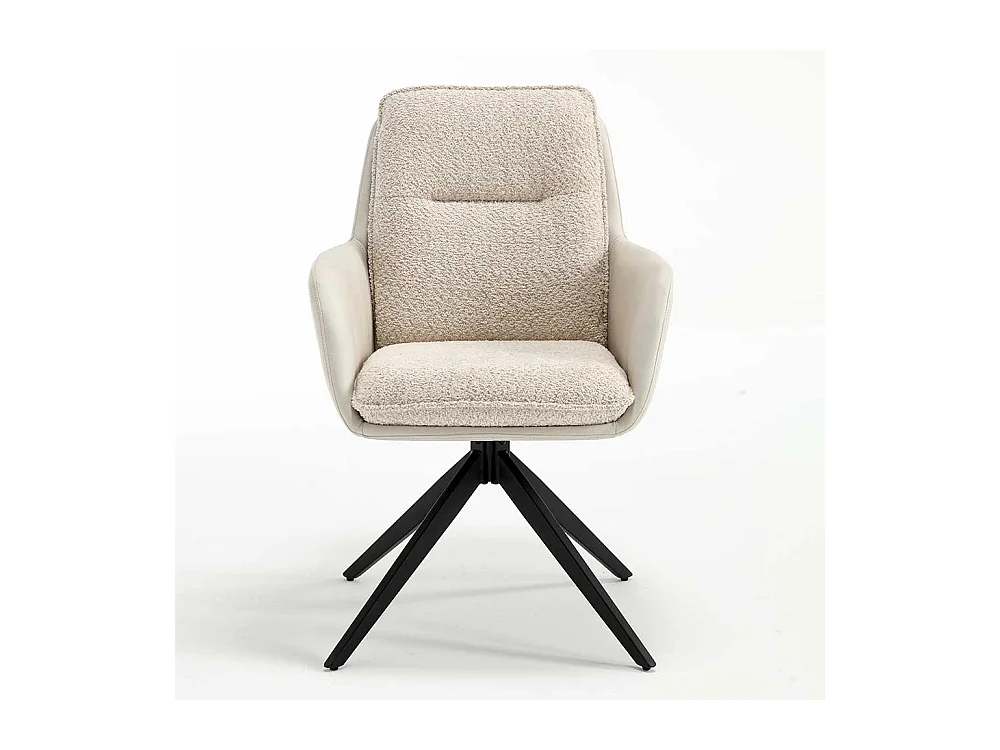 Esstisch Drehstühle in Cremefarben und Schwarz Gestell aus Metall (2er Set)