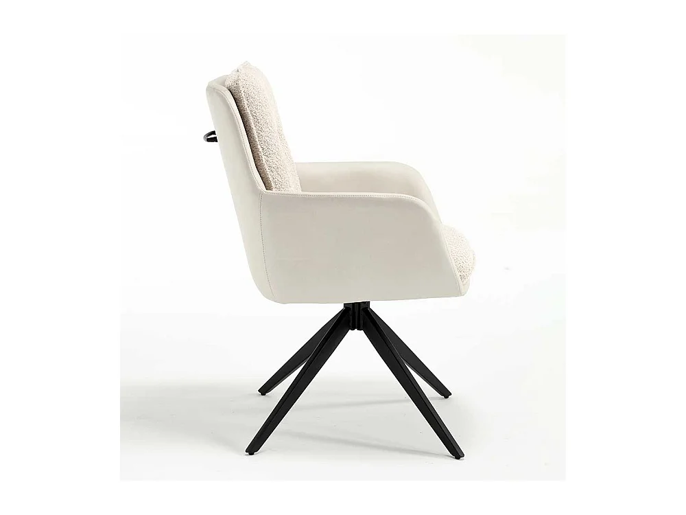 Esstisch Drehstühle in Cremefarben und Schwarz Gestell aus Metall (2er Set)