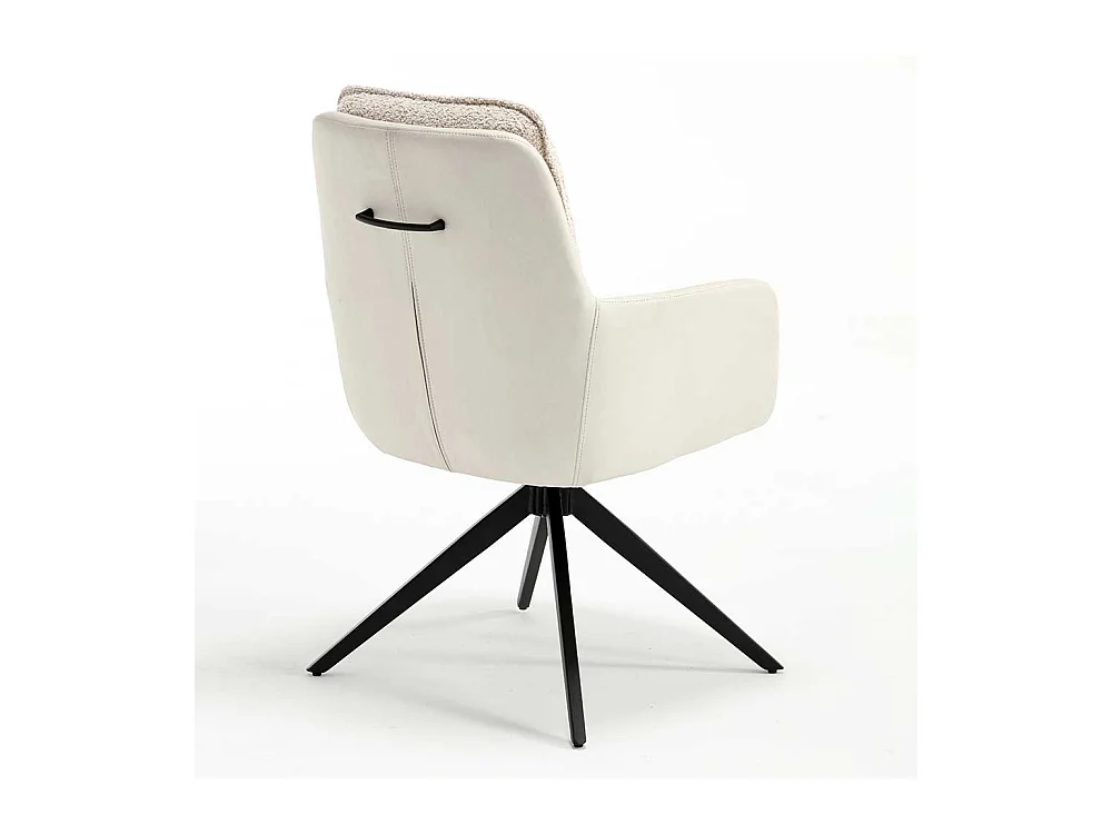 Esstisch Drehstühle in Cremefarben und Schwarz Gestell aus Metall (2er Set)