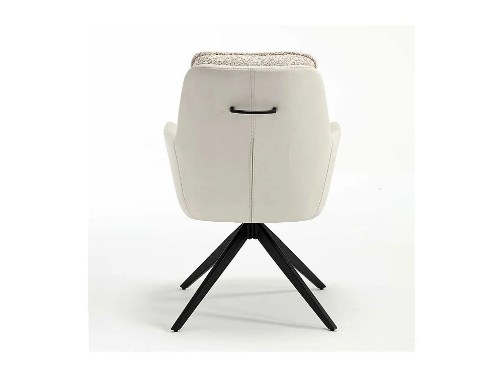 Esstisch Drehstühle in Cremefarben und Schwarz Gestell aus Metall (2er Set)