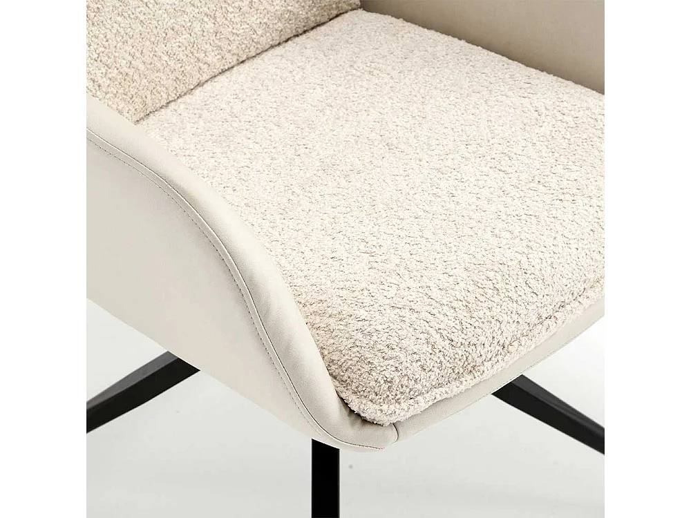 Esstisch Drehstühle in Cremefarben und Schwarz Gestell aus Metall (2er Set)