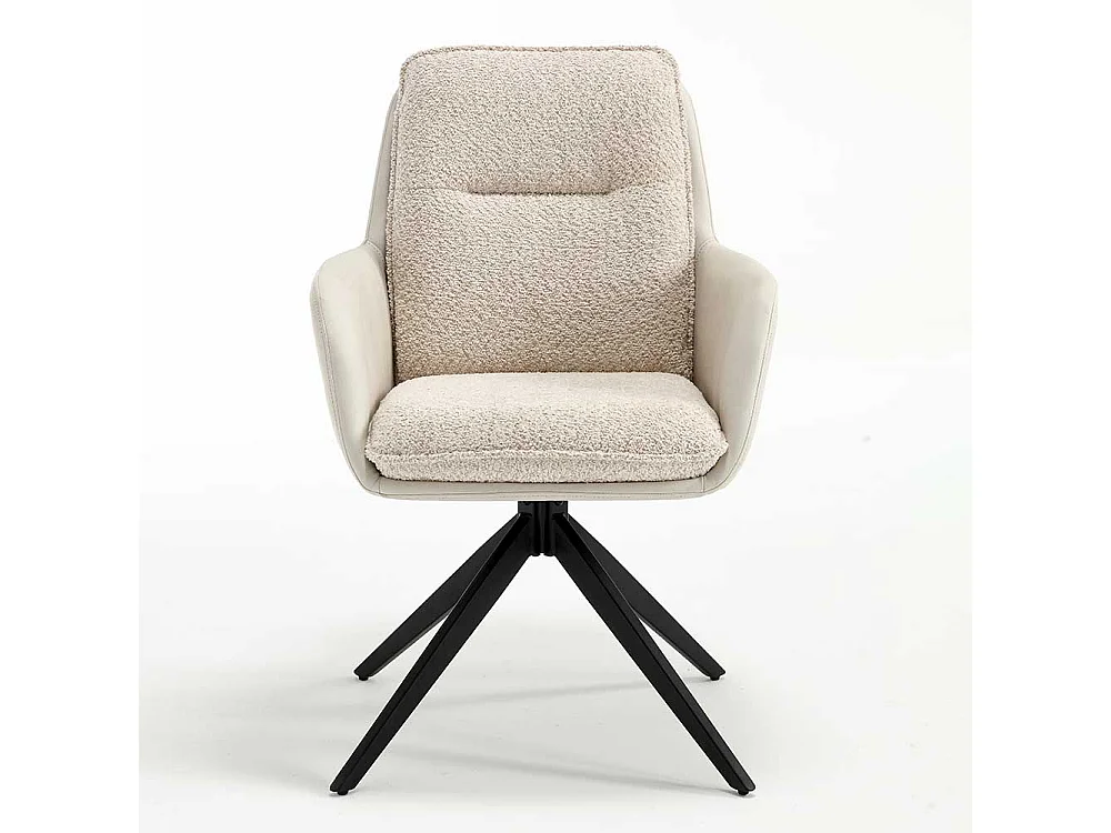 Esstisch Drehstühle in Cremefarben und Schwarz Gestell aus Metall (2er Set)