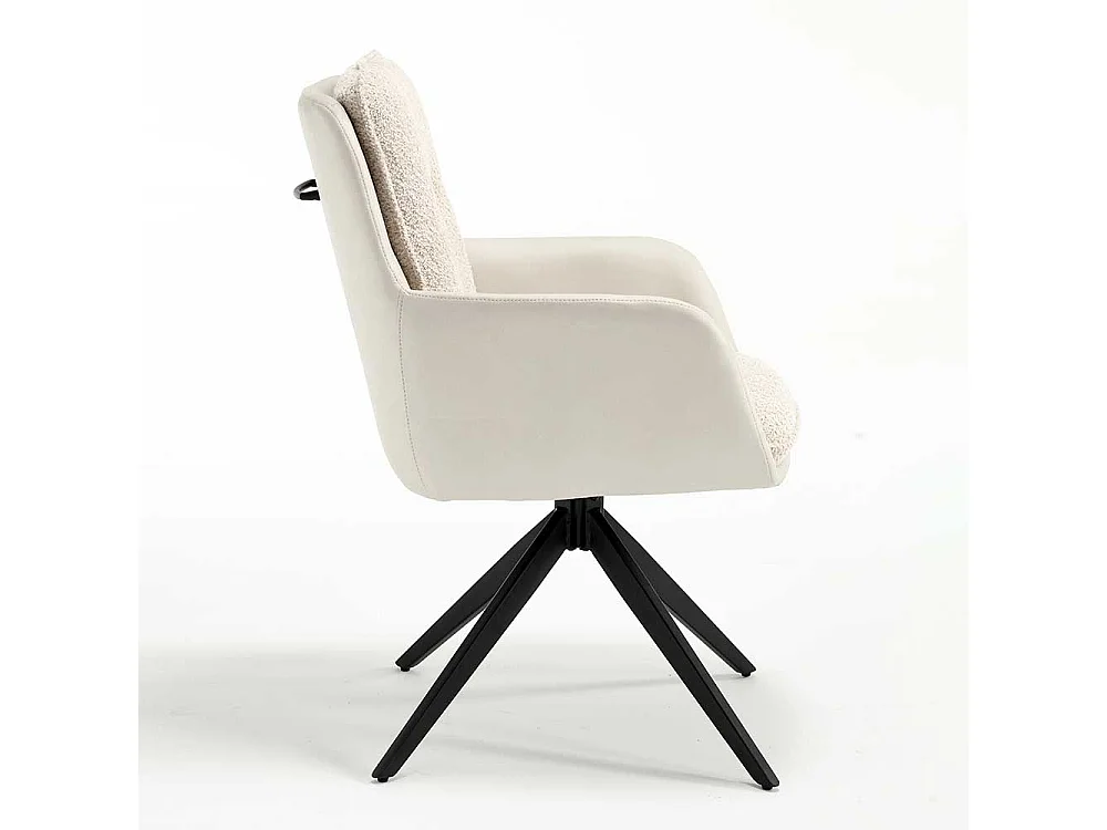 Esstisch Drehstühle in Cremefarben und Schwarz Gestell aus Metall (2er Set)