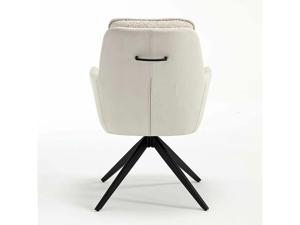 Esstisch Drehstühle in Cremefarben und Schwarz Gestell aus Metall (2er Set)