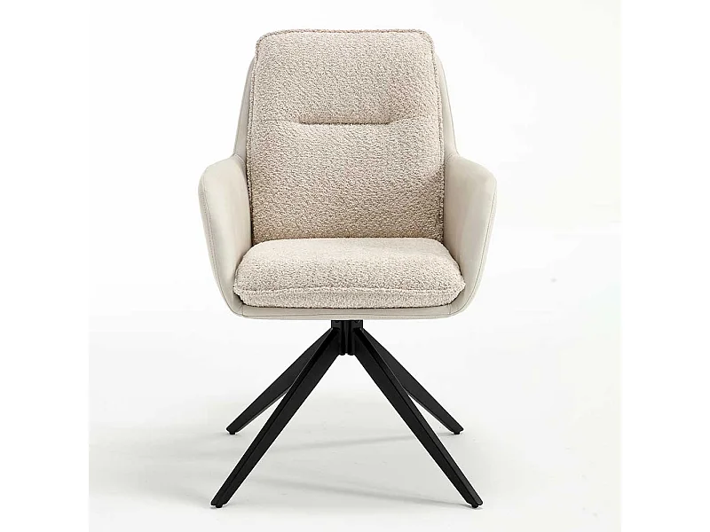 Esstisch Drehstühle in Cremefarben und Schwarz Gestell aus Metall (2er Set)