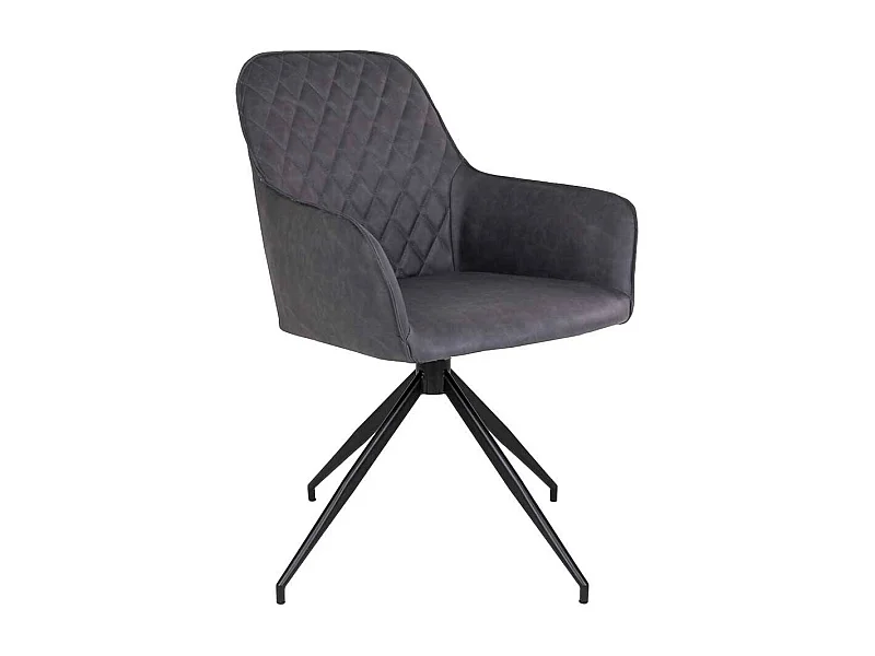 Armlehnstuhl in Dunkelgrau Kunstleder Rautensteppung