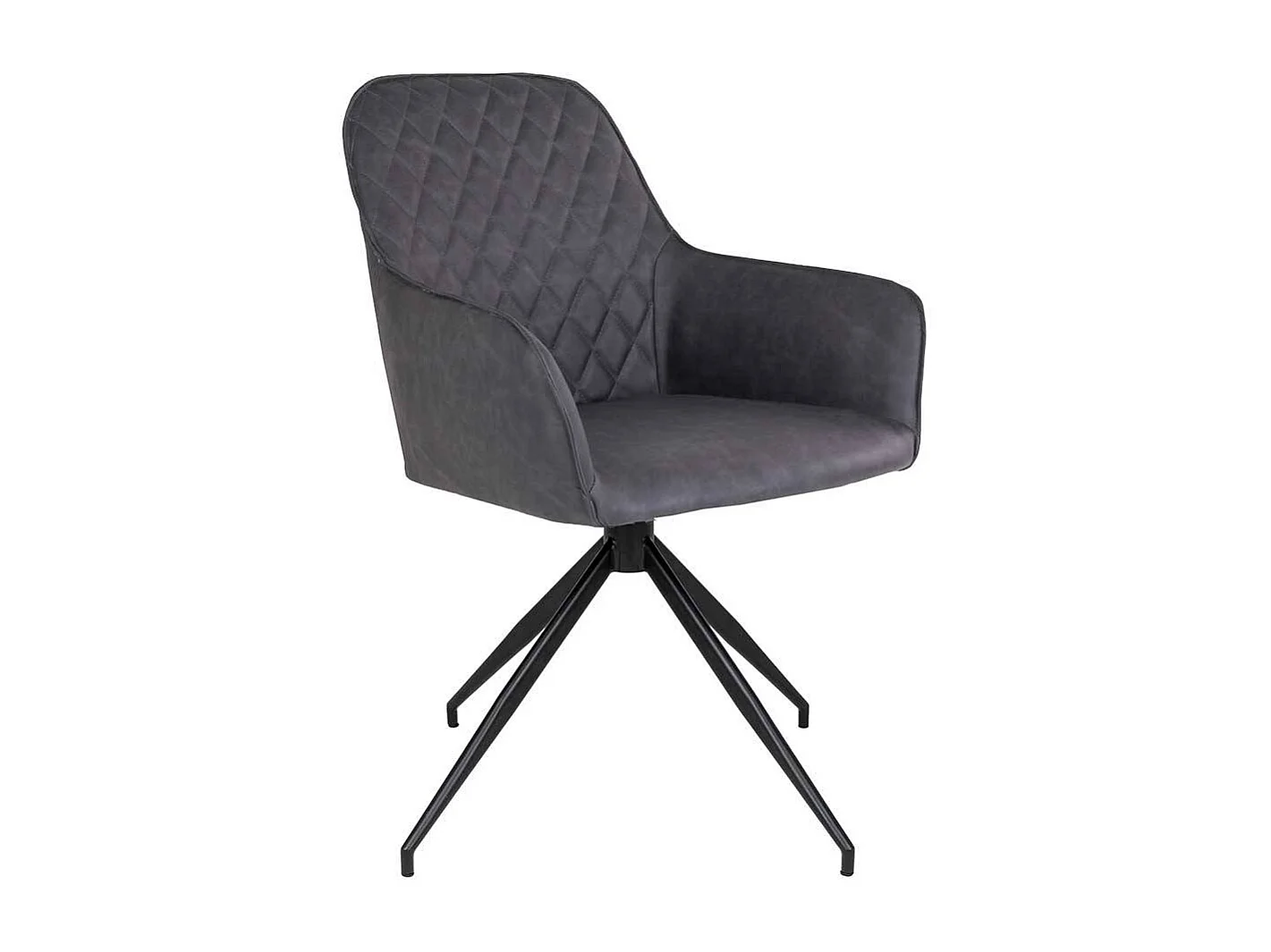 Armlehnstuhl in Dunkelgrau Kunstleder Rautensteppung