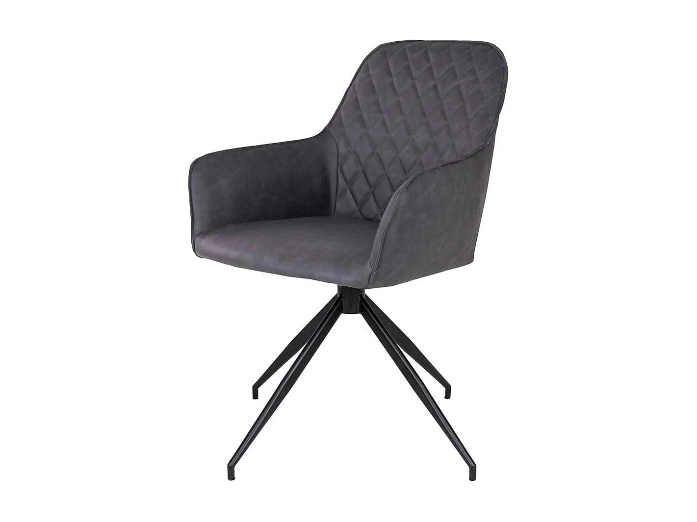 Armlehnstuhl in Dunkelgrau Kunstleder Rautensteppung