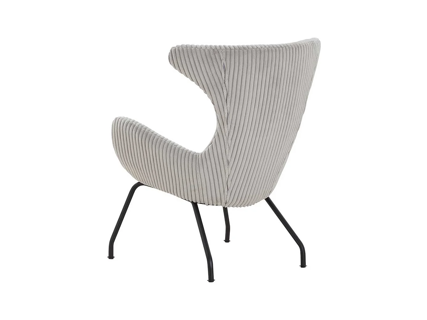 Skandi Kaminsessel in Grau Cord Vierfußgestell aus Metall