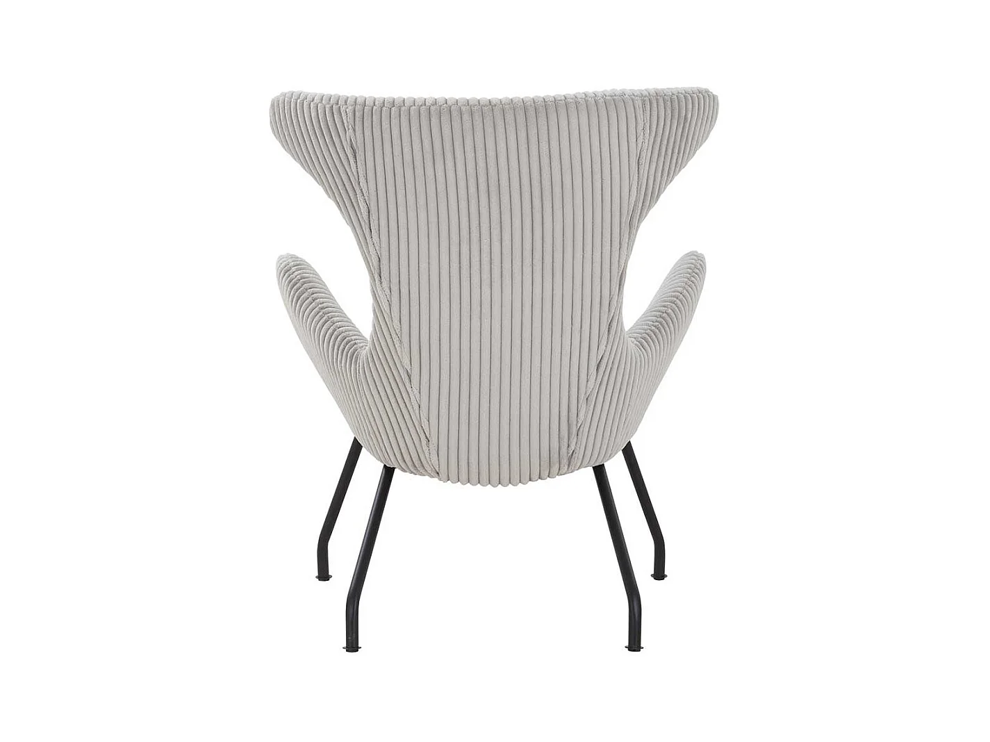 Skandi Kaminsessel in Grau Cord Vierfußgestell aus Metall