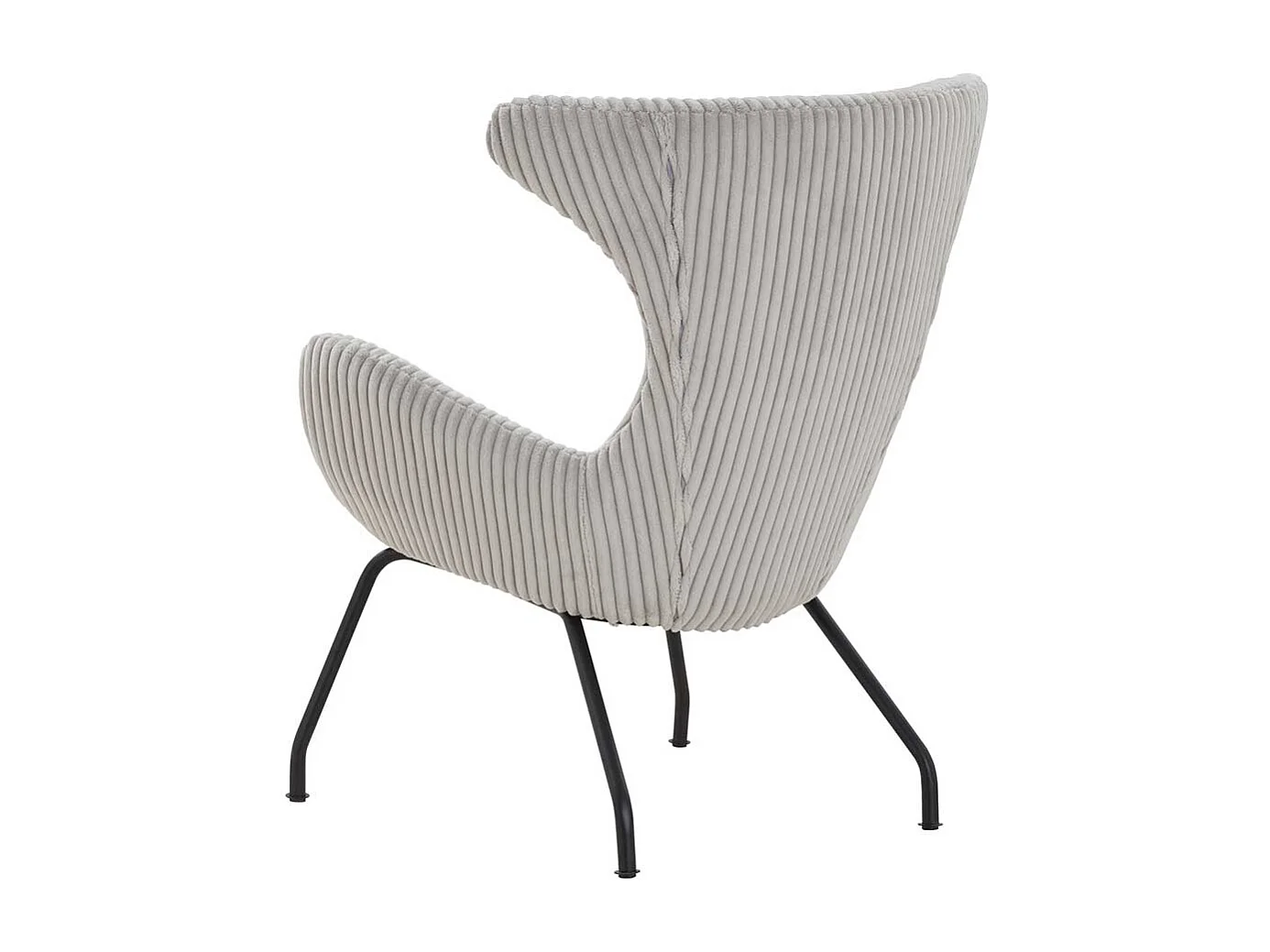 Skandi Kaminsessel in Grau Cord Vierfußgestell aus Metall