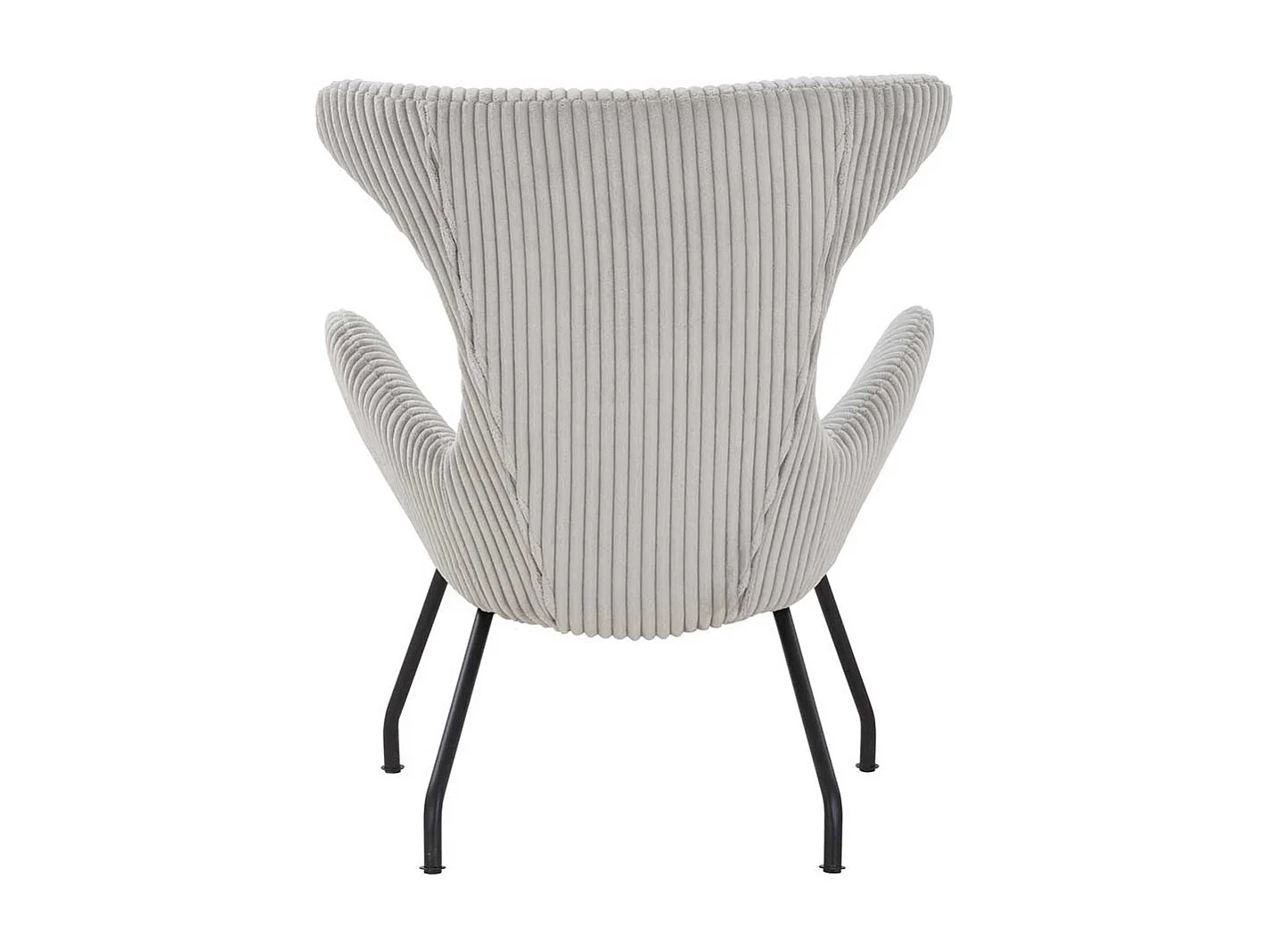 Skandi Kaminsessel in Grau Cord Vierfußgestell aus Metall