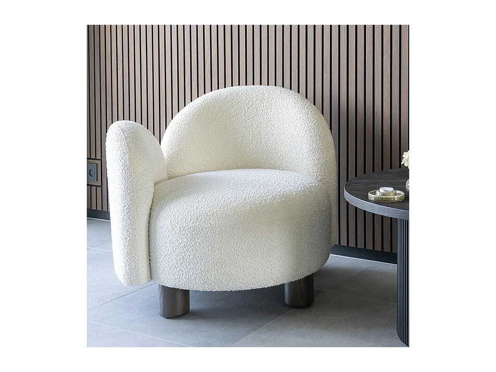 Designer Sessel Polstersessel aus Boucle Stoff in Weiß