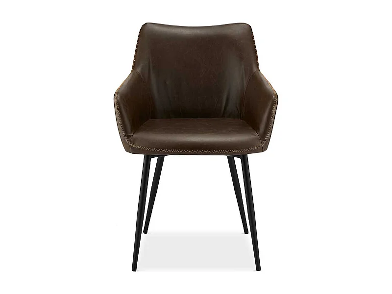 Armlehnenstühle in Dunkelbraun Kunstleder Metallgestell (2er Set)