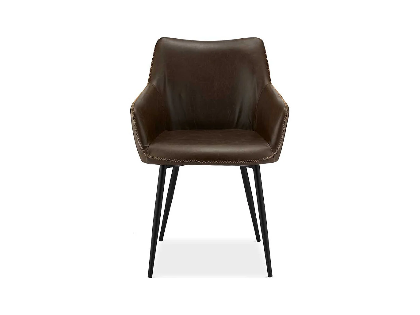 Armlehnenstühle in Dunkelbraun Kunstleder Metallgestell (2er Set)