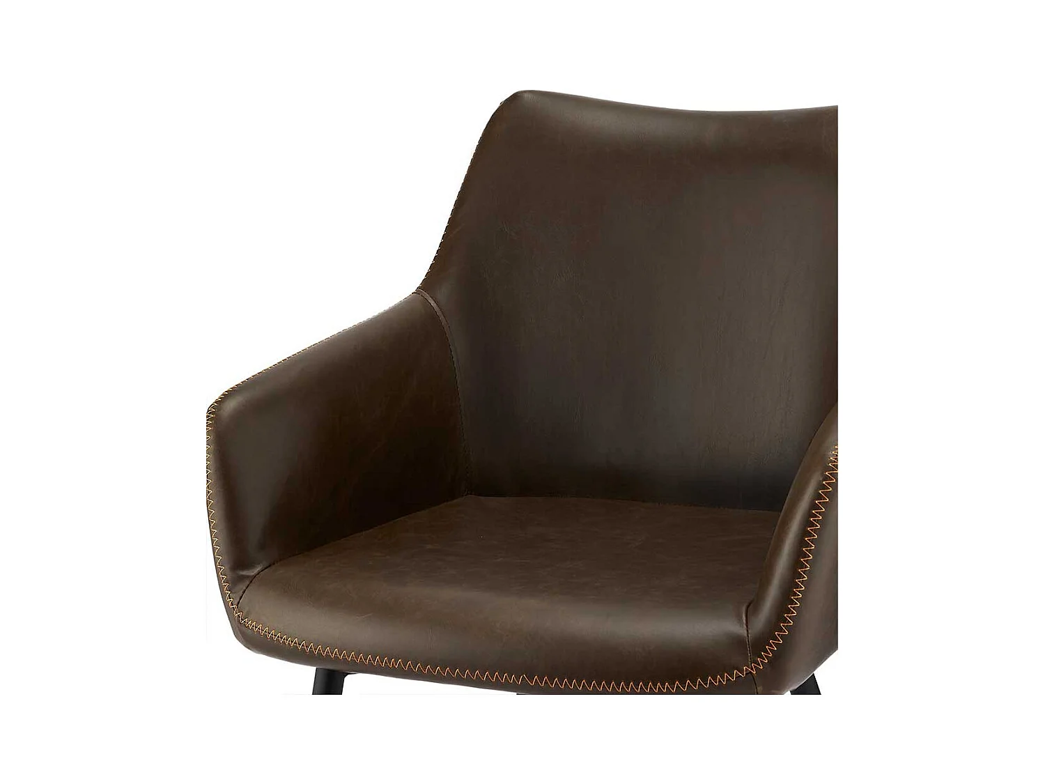 Armlehnenstühle in Dunkelbraun Kunstleder Metallgestell (2er Set)