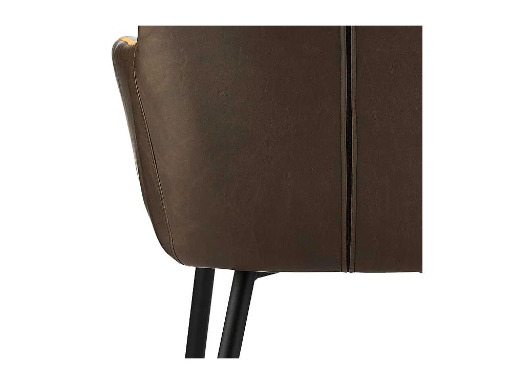 Armlehnenstühle in Dunkelbraun Kunstleder Metallgestell (2er Set)
