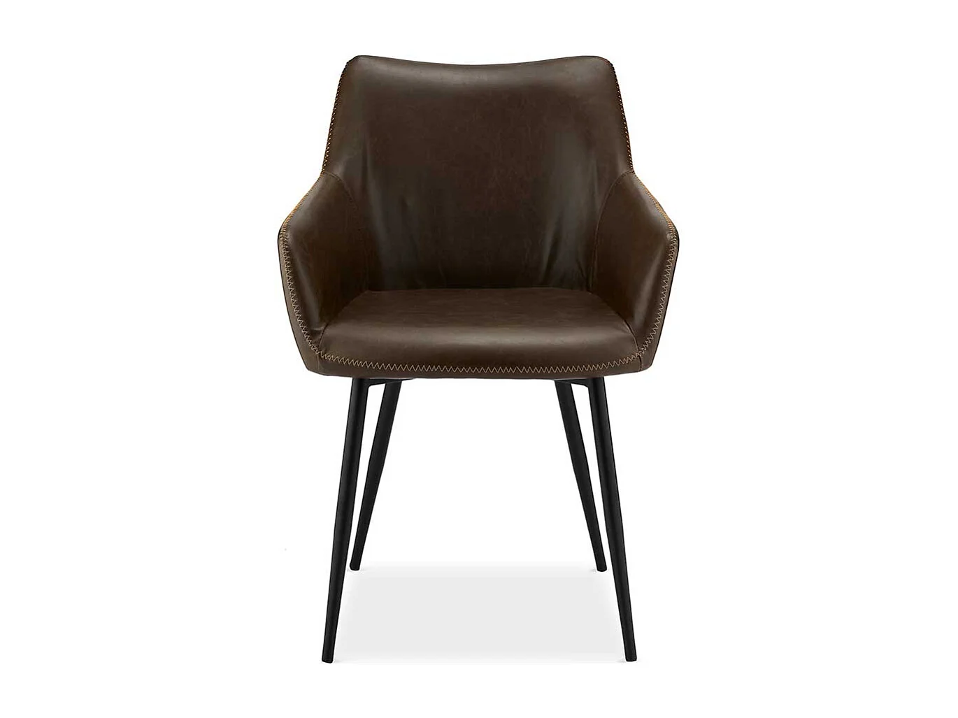 Armlehnenstühle in Dunkelbraun Kunstleder Metallgestell (2er Set)