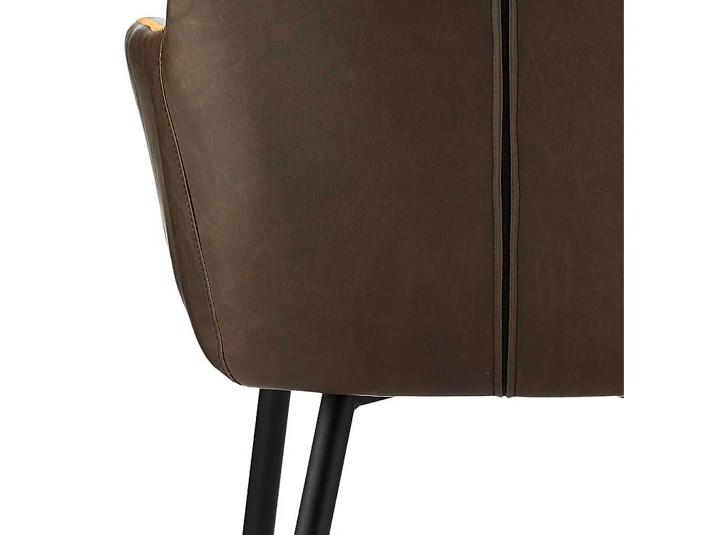 Armlehnenstühle in Dunkelbraun Kunstleder Metallgestell (2er Set)