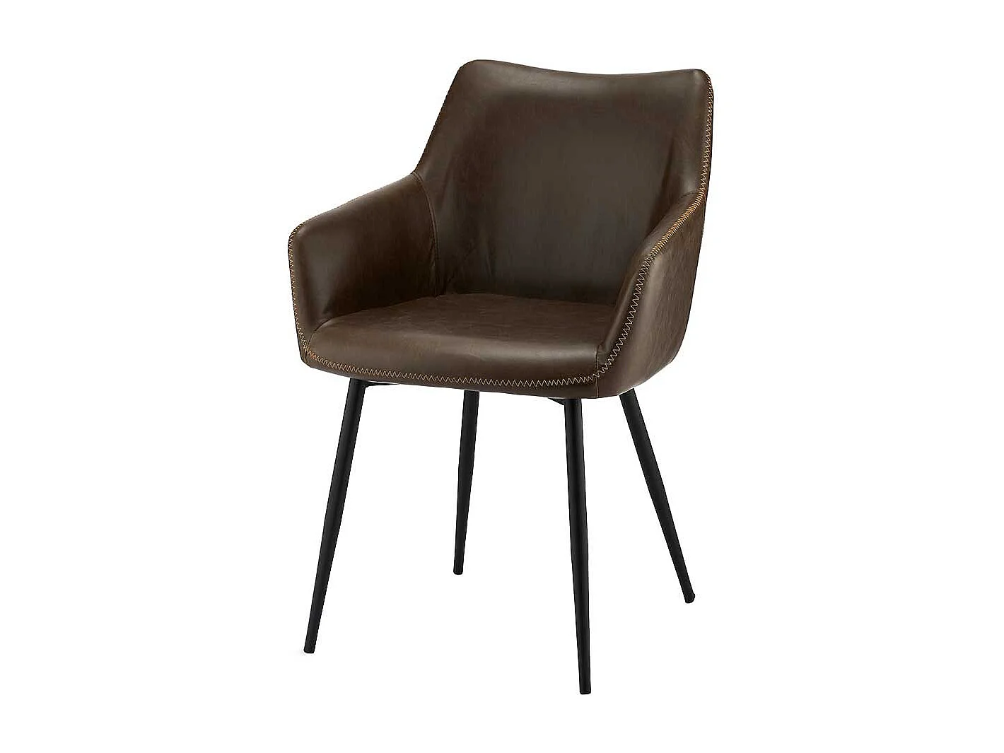 Armlehnenstühle in Dunkelbraun Kunstleder Metallgestell (2er Set)