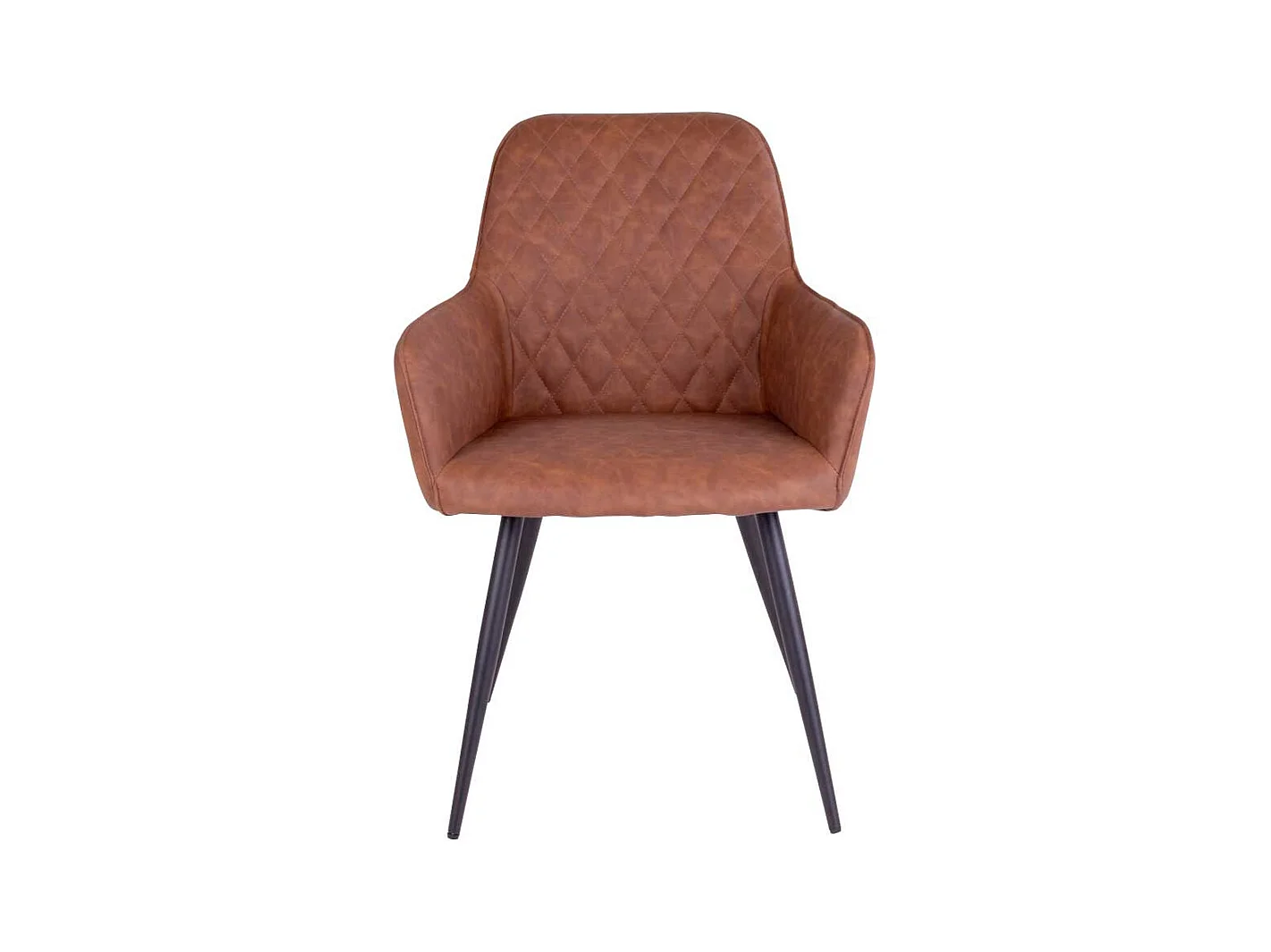 Esszimmerstühle aus Kunstleder in Braun Stahl in Schwarz (2er Set)