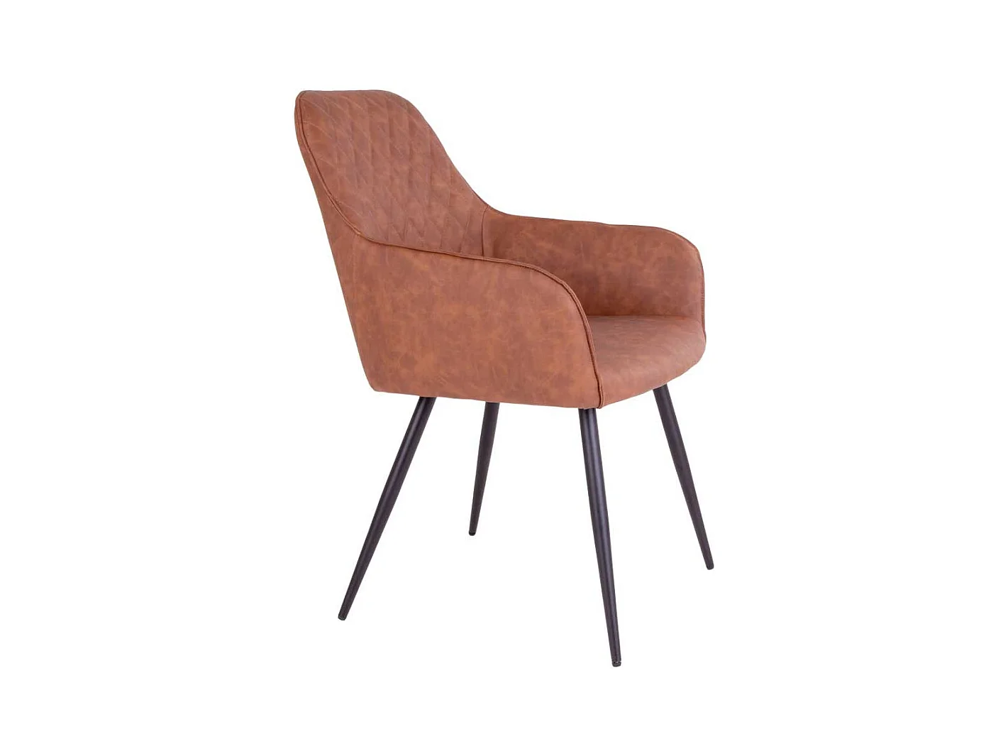 Esszimmerstühle aus Kunstleder in Braun Stahl in Schwarz (2er Set)