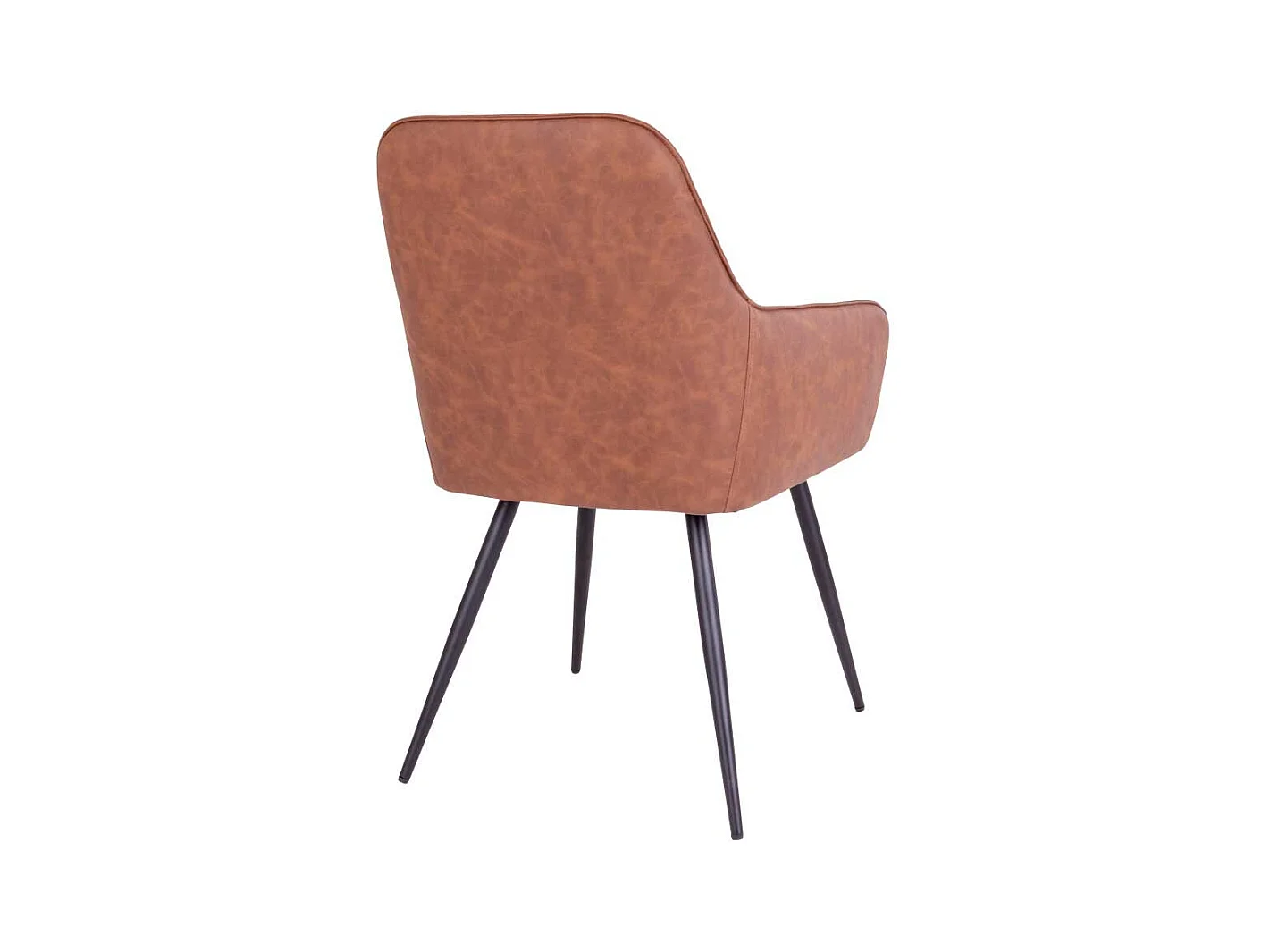 Esszimmerstühle aus Kunstleder in Braun Stahl in Schwarz (2er Set)