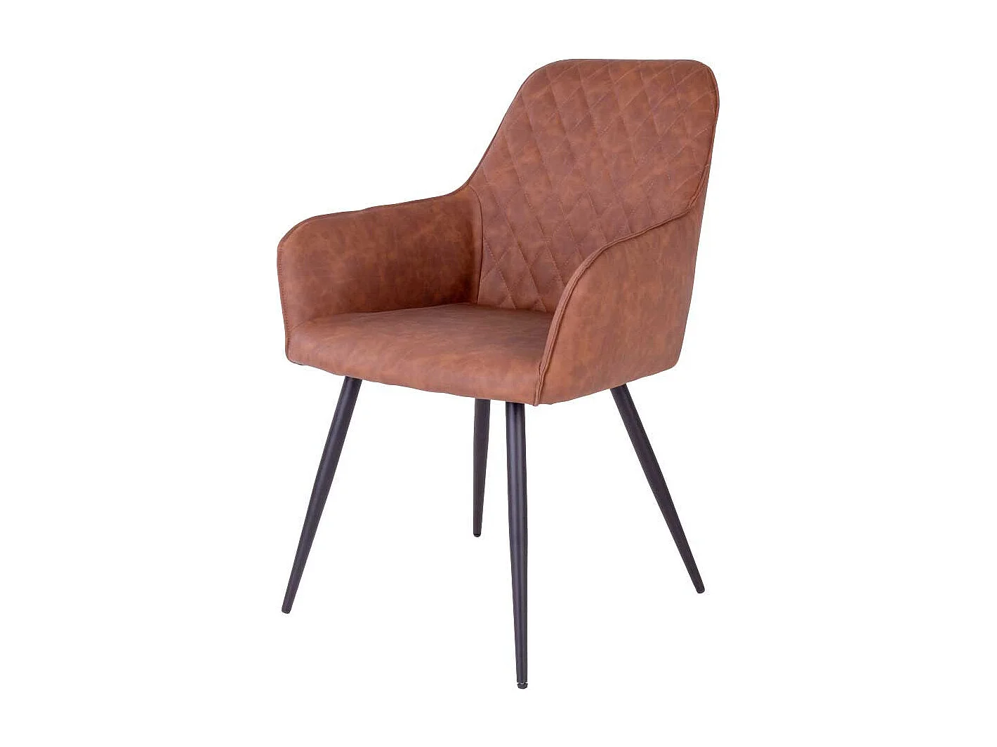 Esszimmerstühle aus Kunstleder in Braun Stahl in Schwarz (2er Set)