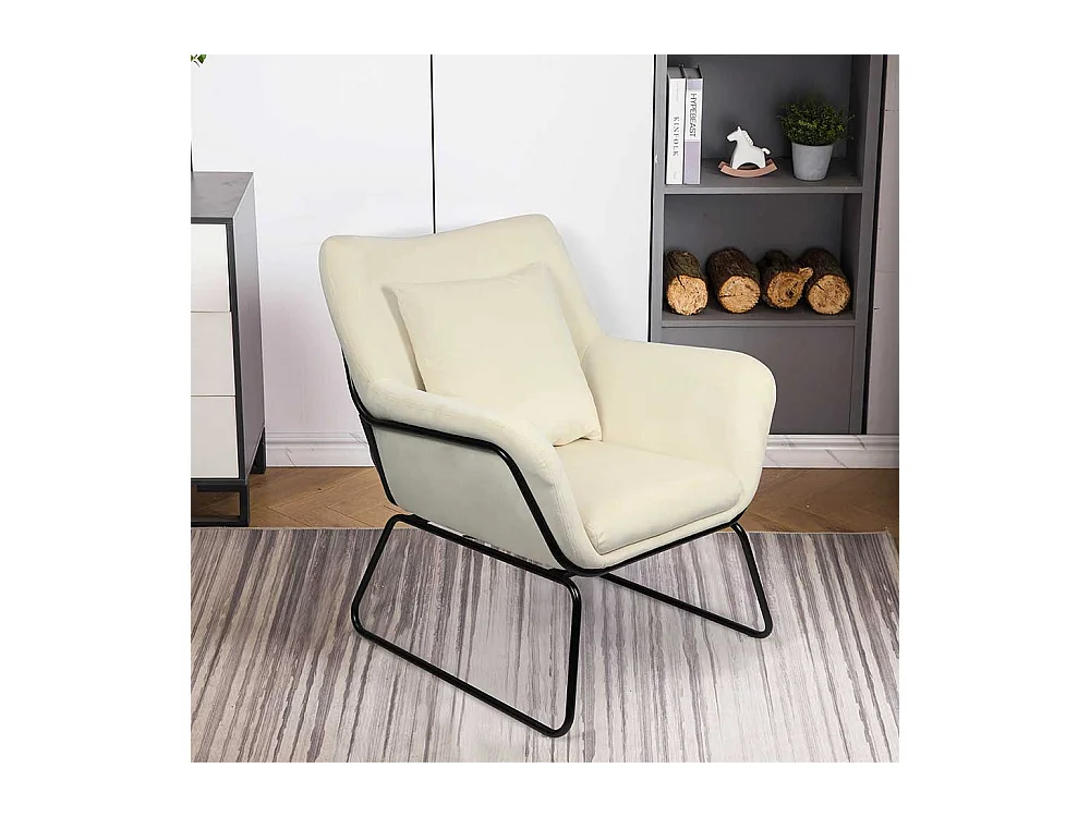 Kleiner Wohnzimmersessel in Beige Samt