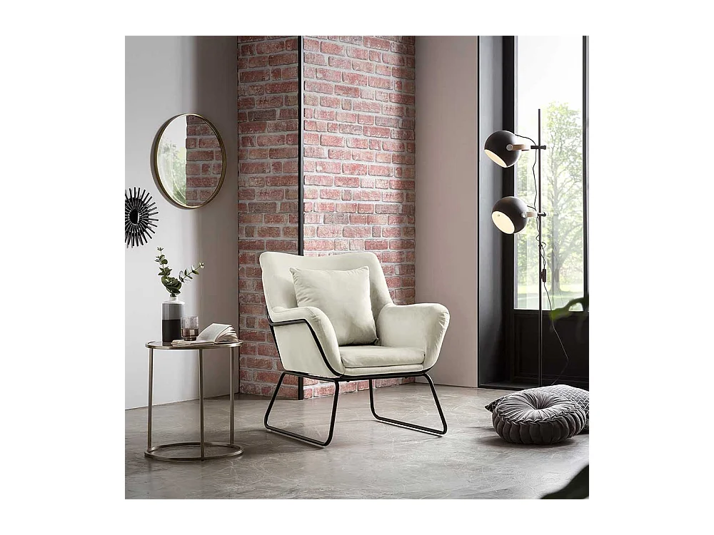 Kleiner Wohnzimmersessel in Beige Samt