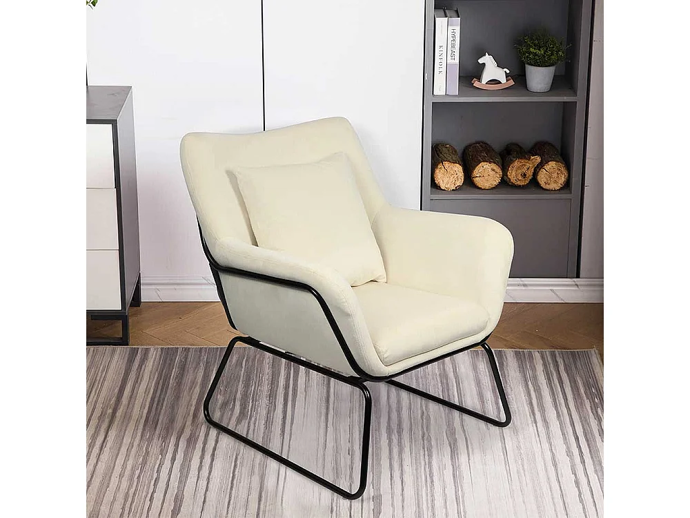 Kleiner Wohnzimmersessel in Beige Samt