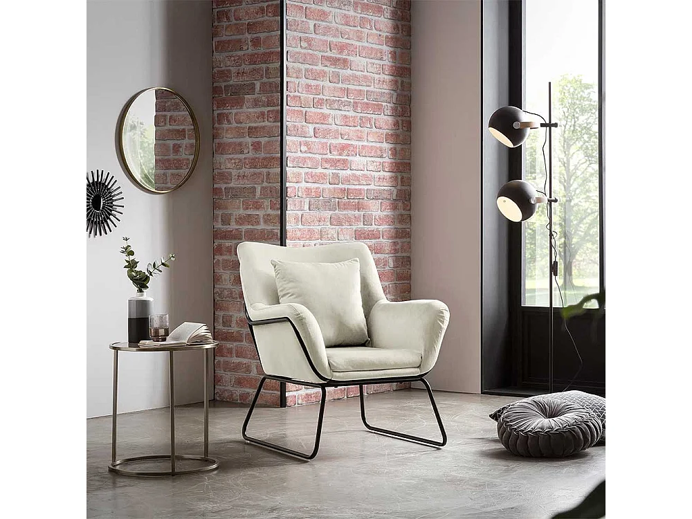 Kleiner Wohnzimmersessel in Beige Samt