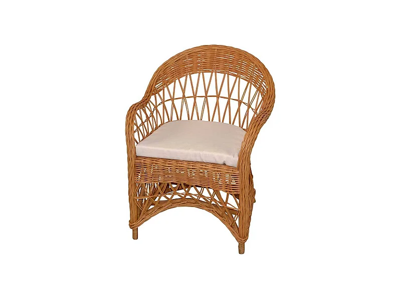 Korbsessel aus Rattan Geflecht Honigfarben