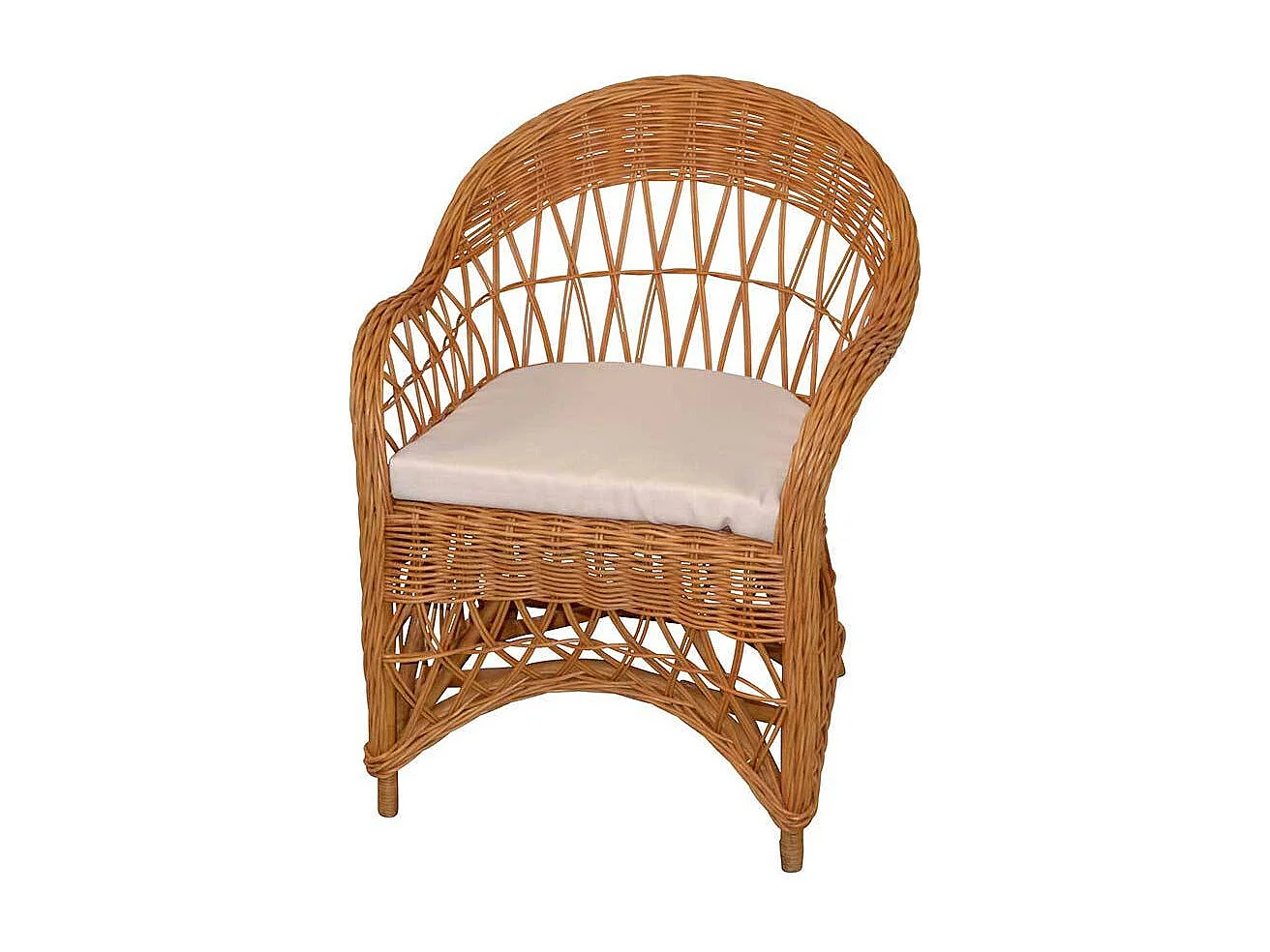 Korbsessel aus Rattan Geflecht Honigfarben